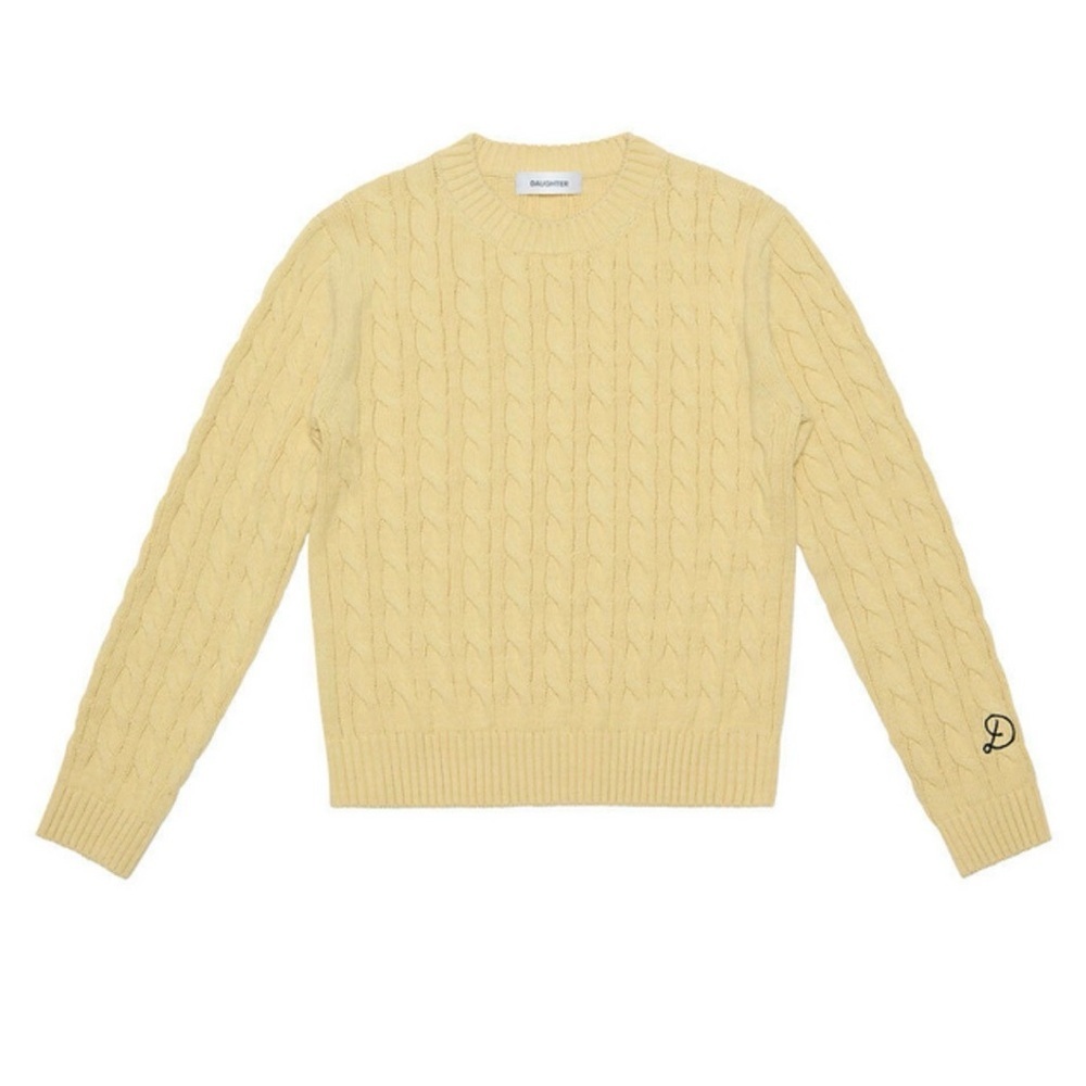 Daughter Classic Cream Cable Knit Crewneck Sweater - Picture 2 of 13